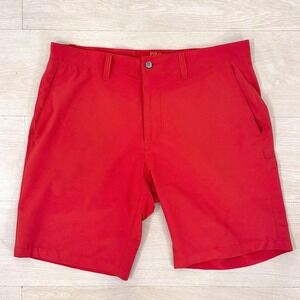 Polo Ralph Lauren Men Red Salmon Chino Golf Shorts Flat Front Size 33